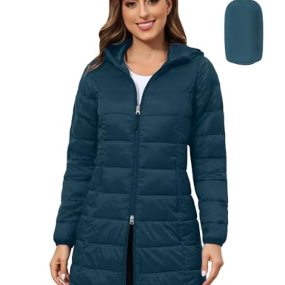Plus Size Packable Puffer Jacket Lightweight Hood… - image 2